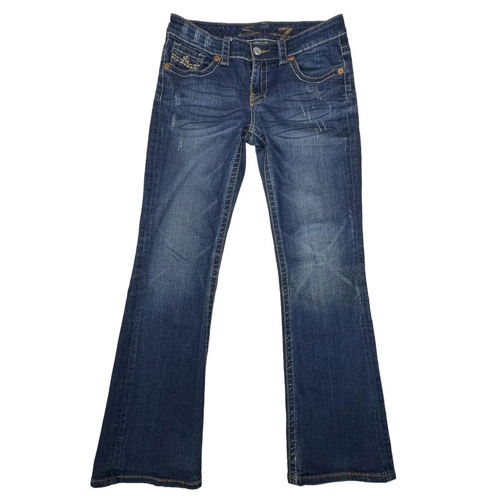 Seven7 Women’s Bootcut Jeans Size 29 Dark Wash Low Rise Stretch Y2K